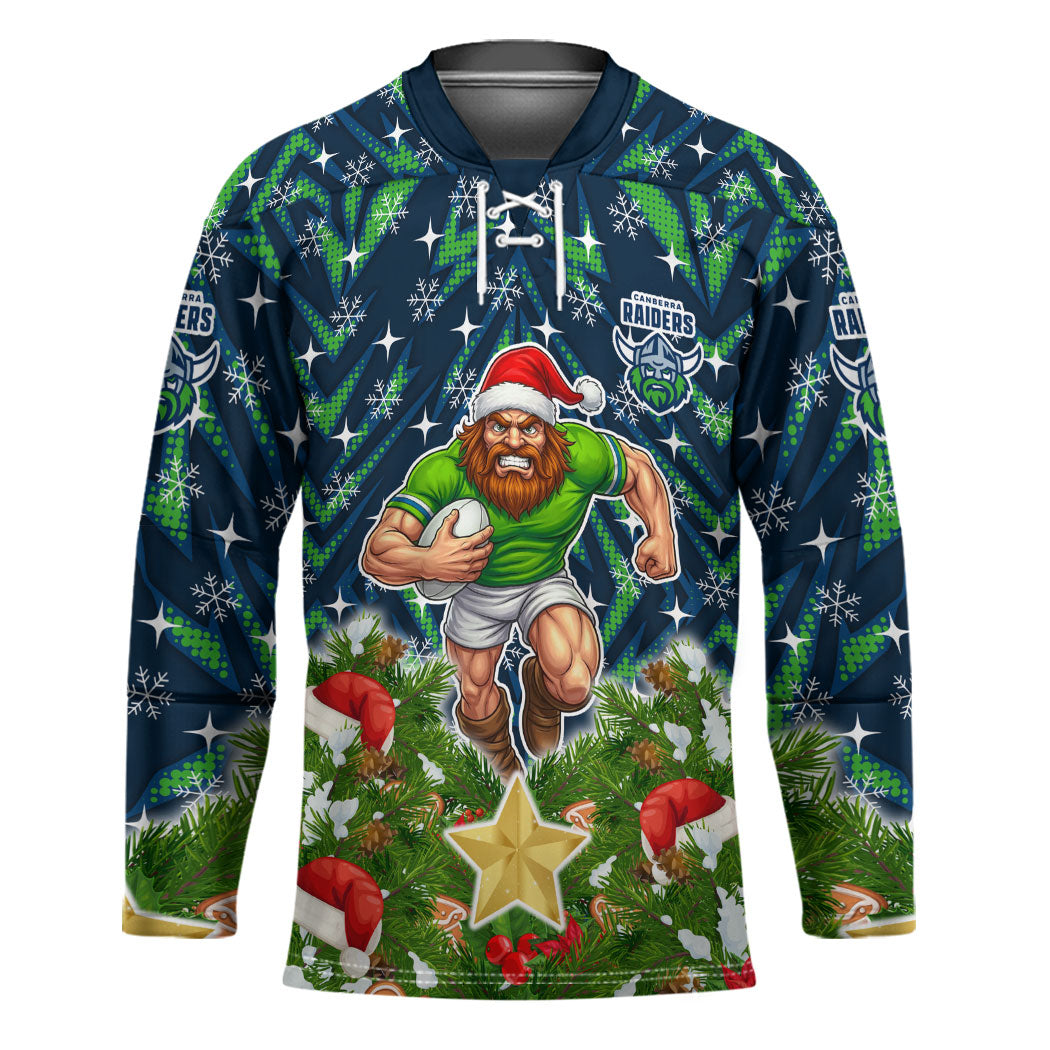 Personalised Raiders Rugby Christmas Hockey Jersey Santa Rugby Mascot - Pine Wreath Festive