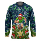 Personalised Raiders Rugby Christmas Hockey Jersey Santa Rugby Mascot - Pine Wreath Festive