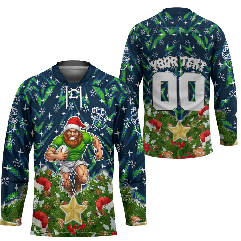 Personalised Raiders Rugby Christmas Hockey Jersey Santa Rugby Mascot - Pine Wreath Festive