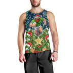 Personalised Raiders Rugby Christmas Men Tank Top Santa Rugby Mascot - Pine Wreath Festive