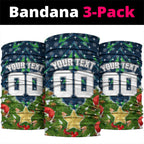 Personalised Raiders Rugby Christmas Neck Gaiter Santa Rugby Mascot - Pine Wreath Festive