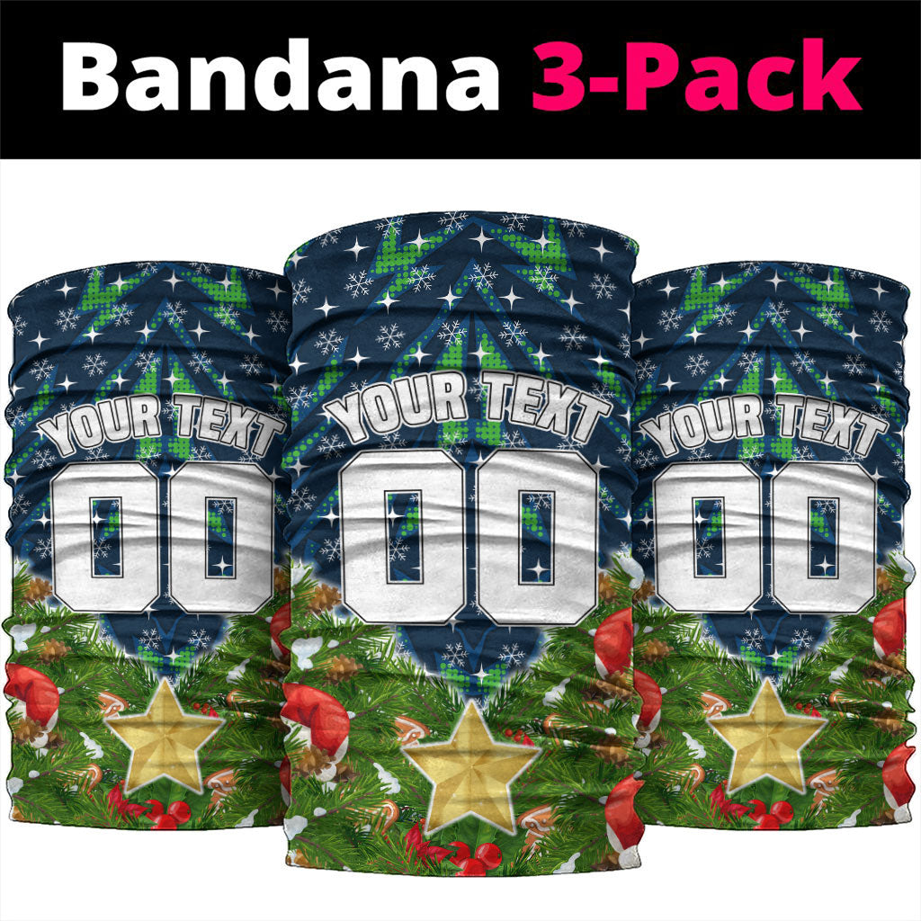 Personalised Raiders Rugby Christmas Neck Gaiter Santa Rugby Mascot - Pine Wreath Festive