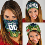 Personalised Raiders Rugby Christmas Neck Gaiter Santa Rugby Mascot - Pine Wreath Festive