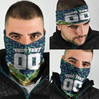 Personalised Raiders Rugby Christmas Neck Gaiter Santa Rugby Mascot - Pine Wreath Festive