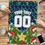 Personalised Raiders Rugby Christmas Puzzle Santa Rugby Mascot - Pine Wreath Festive