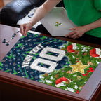 Personalised Raiders Rugby Christmas Puzzle Santa Rugby Mascot - Pine Wreath Festive