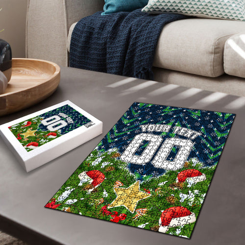 Personalised Raiders Rugby Christmas Puzzle Santa Rugby Mascot - Pine Wreath Festive