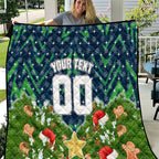 Personalised Raiders Rugby Christmas Quilt Santa Rugby Mascot - Pine Wreath Festive