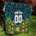 Personalised Raiders Rugby Christmas Quilt Santa Rugby Mascot - Pine Wreath Festive