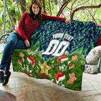 Personalised Raiders Rugby Christmas Quilt Santa Rugby Mascot - Pine Wreath Festive