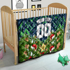 Personalised Raiders Rugby Christmas Quilt Santa Rugby Mascot - Pine Wreath Festive