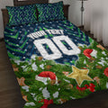 Personalised Raiders Rugby Christmas Quilt Bed Set Santa Rugby Mascot - Pine Wreath Festive