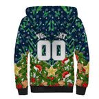 Personalised Raiders Rugby Christmas Sherpa Hoodie Santa Rugby Mascot - Pine Wreath Festive