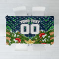 Personalised Raiders Rugby Christmas Tablecloth Santa Rugby Mascot - Pine Wreath Festive