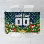 Personalised Raiders Rugby Christmas Tablecloth Santa Rugby Mascot - Pine Wreath Festive