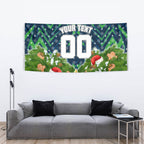 Personalised Raiders Rugby Christmas Tapestry Santa Rugby Mascot - Pine Wreath Festive