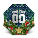 Personalised Raiders Rugby Christmas Umbrella Santa Rugby Mascot - Pine Wreath Festive