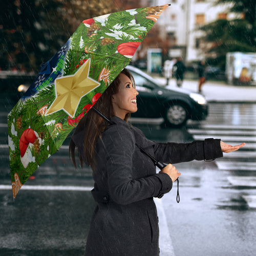 Personalised Raiders Rugby Christmas Umbrella Santa Rugby Mascot - Pine Wreath Festive