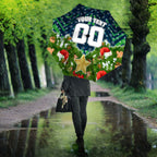 Personalised Raiders Rugby Christmas Umbrella Santa Rugby Mascot - Pine Wreath Festive