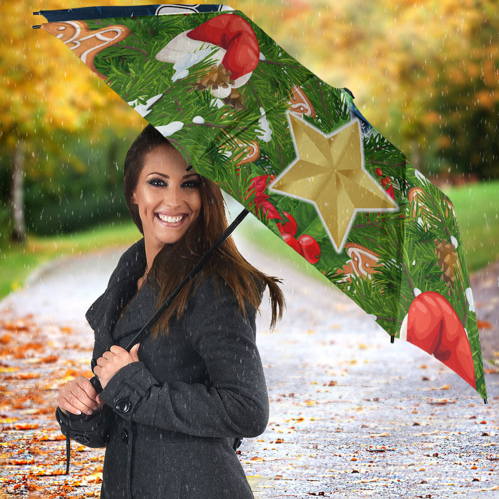 Personalised Raiders Rugby Christmas Umbrella Santa Rugby Mascot - Pine Wreath Festive