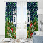 Personalised Raiders Rugby Christmas Window Curtain Santa Rugby Mascot - Pine Wreath Festive