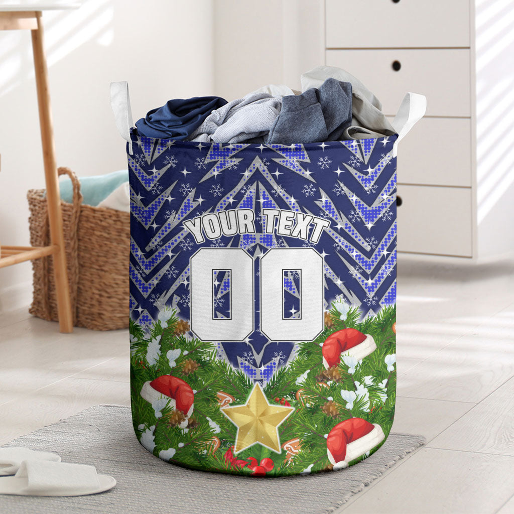 Personalised Bulldogs Rugby Christmas Laundry Basket Santa Rugby Mascot - Pine Wreath Festive