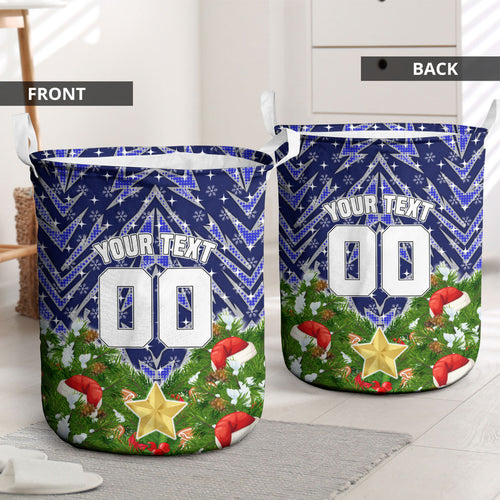 Personalised Bulldogs Rugby Christmas Laundry Basket Santa Rugby Mascot - Pine Wreath Festive