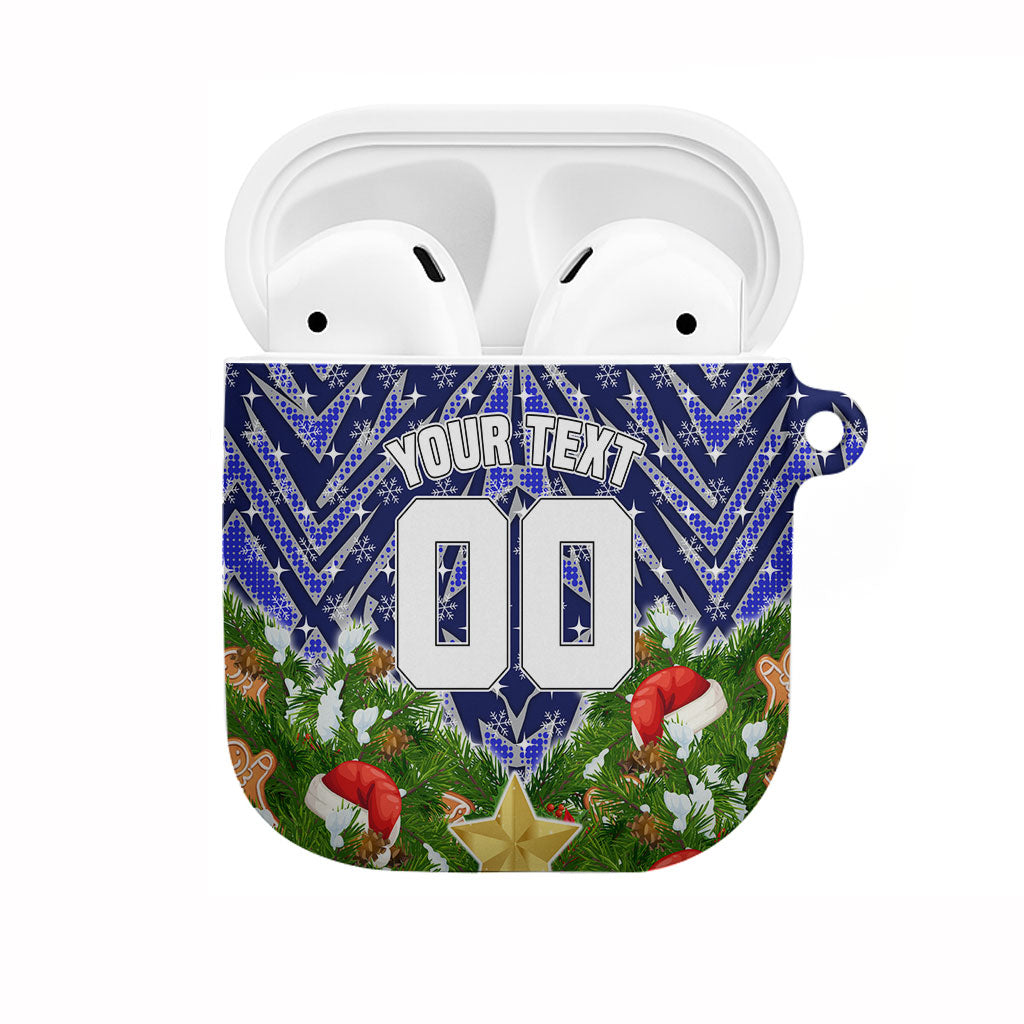 Personalised Bulldogs Rugby Christmas AirPods Case Santa Rugby Mascot - Pine Wreath Festive