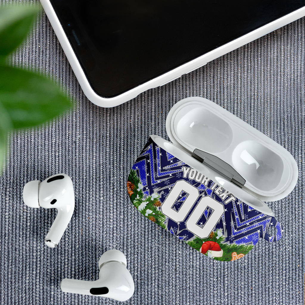 Personalised Bulldogs Rugby Christmas AirPods Case Santa Rugby Mascot - Pine Wreath Festive