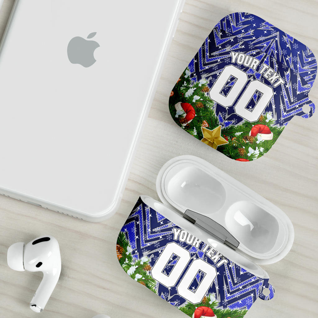 Personalised Bulldogs Rugby Christmas AirPods Case Santa Rugby Mascot - Pine Wreath Festive