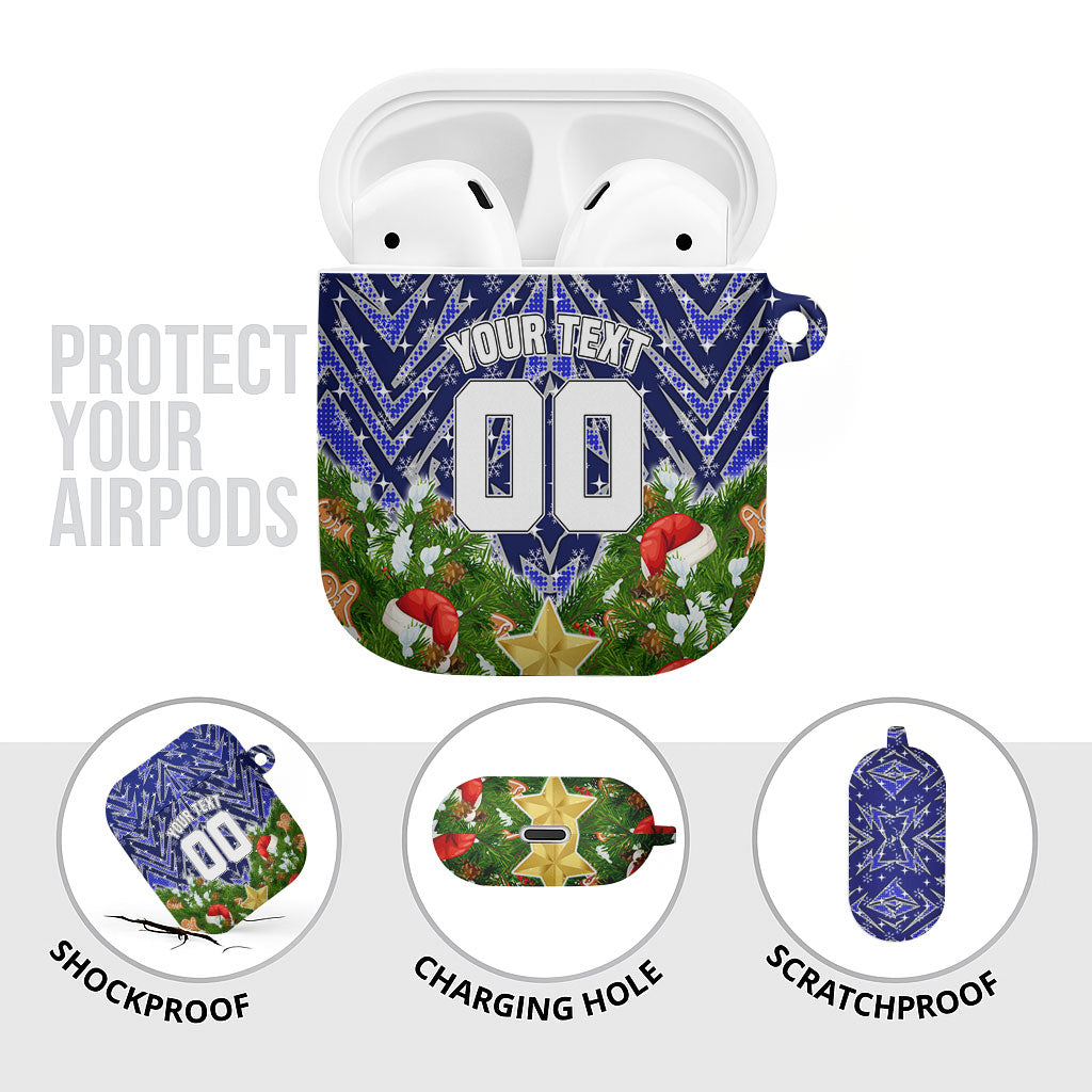 Personalised Bulldogs Rugby Christmas AirPods Case Santa Rugby Mascot - Pine Wreath Festive