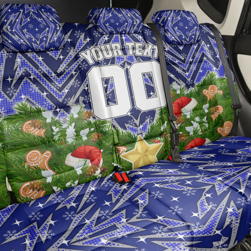 Personalised Bulldogs Rugby Christmas Back Car Seat Cover Santa Rugby Mascot - Pine Wreath Festive
