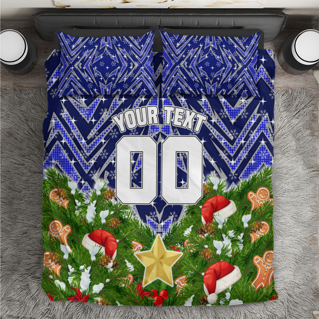 Personalised Bulldogs Rugby Christmas Bedding Set Santa Rugby Mascot - Pine Wreath Festive