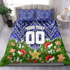 Personalised Bulldogs Rugby Christmas Bedding Set Santa Rugby Mascot - Pine Wreath Festive
