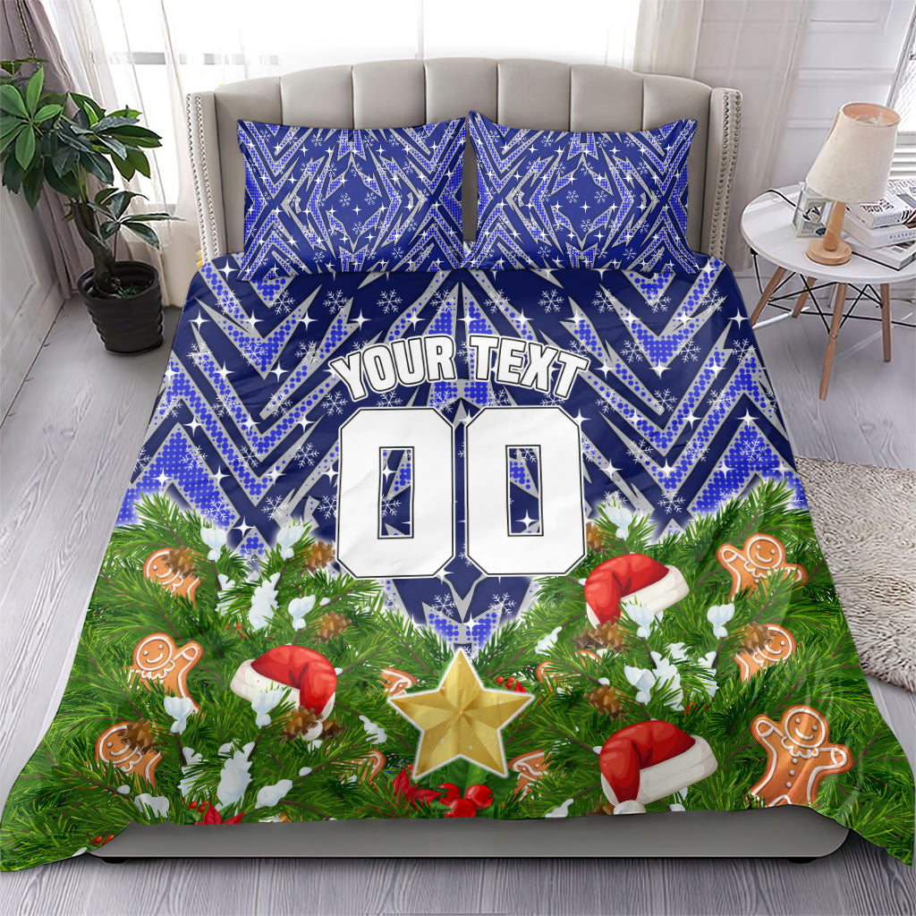 Personalised Bulldogs Rugby Christmas Bedding Set Santa Rugby Mascot - Pine Wreath Festive
