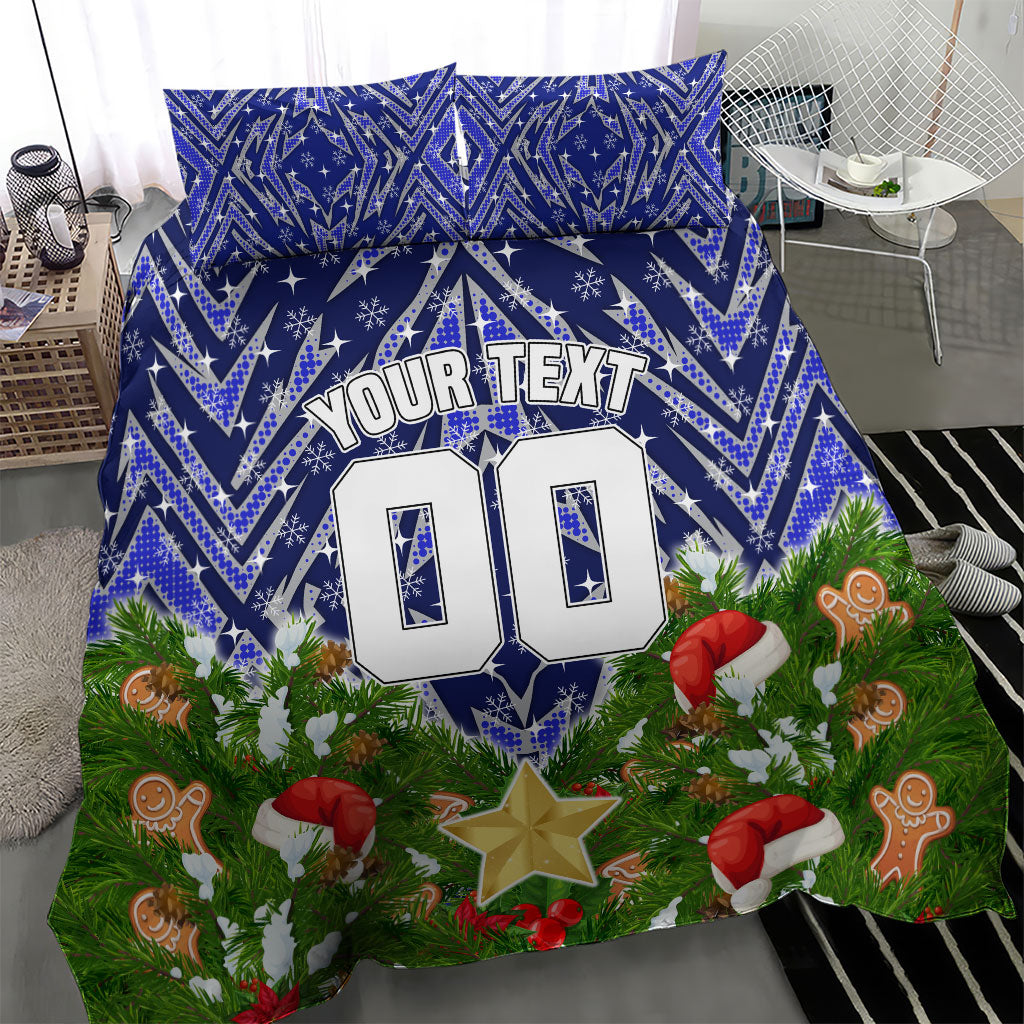 Personalised Bulldogs Rugby Christmas Bedding Set Santa Rugby Mascot - Pine Wreath Festive