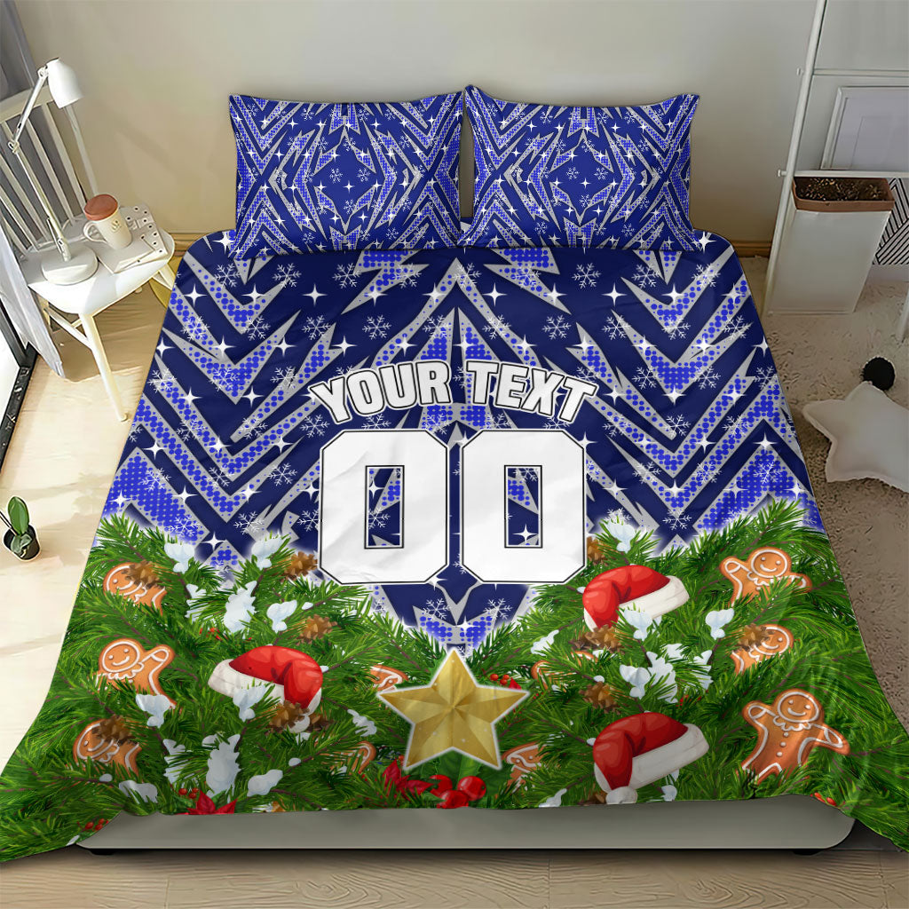 Personalised Bulldogs Rugby Christmas Bedding Set Santa Rugby Mascot - Pine Wreath Festive