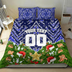 Personalised Bulldogs Rugby Christmas Bedding Set Santa Rugby Mascot - Pine Wreath Festive