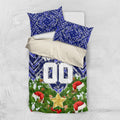 Personalised Bulldogs Rugby Christmas Bedding Set Santa Rugby Mascot - Pine Wreath Festive