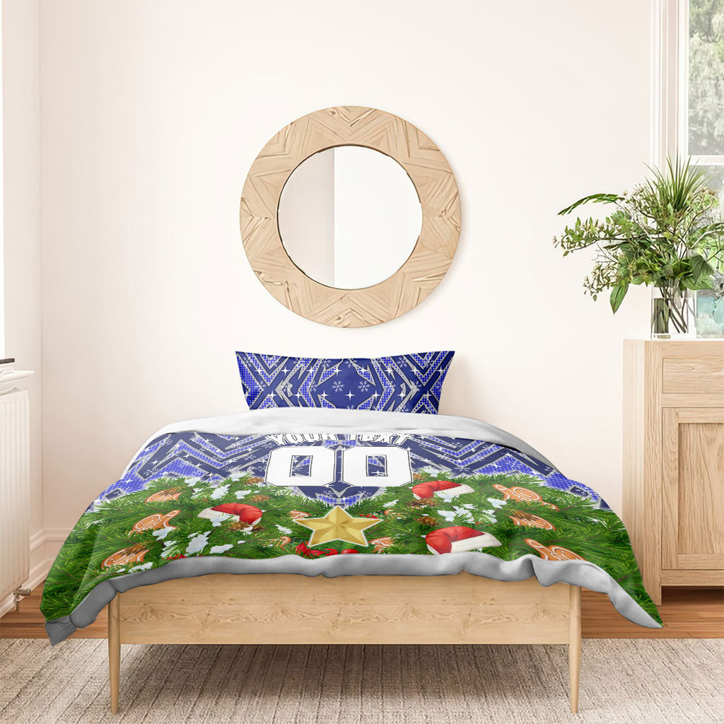 Personalised Bulldogs Rugby Christmas Bedding Set Santa Rugby Mascot - Pine Wreath Festive