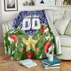 Personalised Bulldogs Rugby Christmas Blanket Santa Rugby Mascot - Pine Wreath Festive