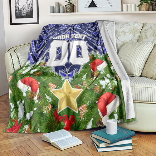 Personalised Bulldogs Rugby Christmas Blanket Santa Rugby Mascot - Pine Wreath Festive