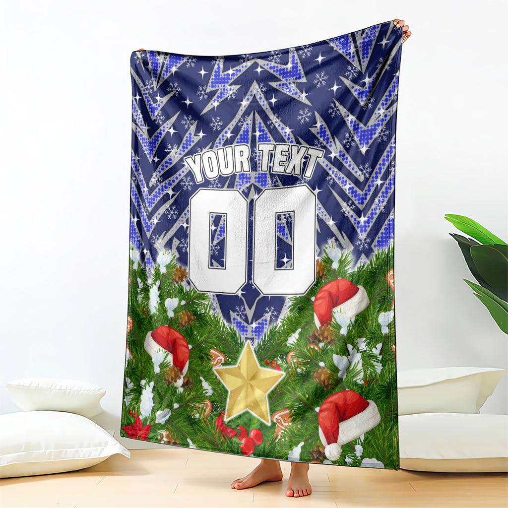 Personalised Bulldogs Rugby Christmas Blanket Santa Rugby Mascot - Pine Wreath Festive