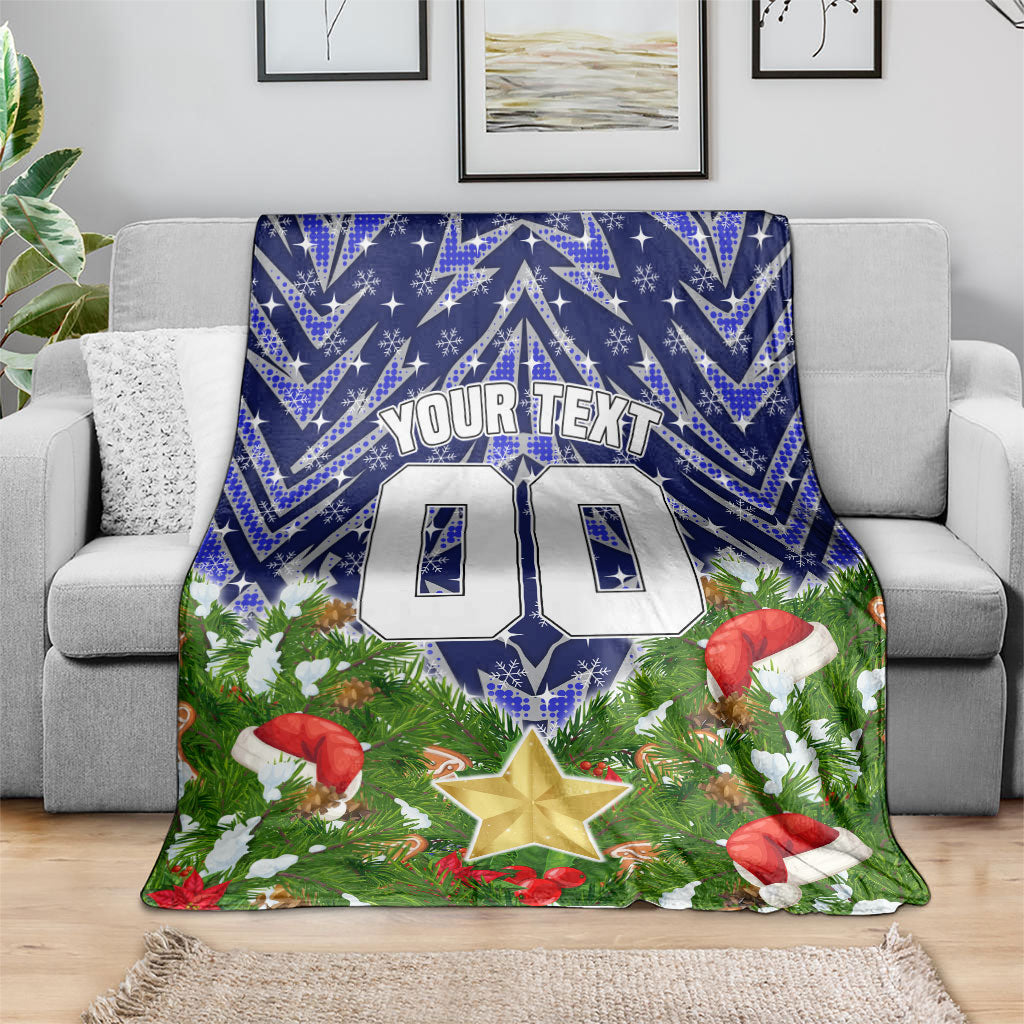 Personalised Bulldogs Rugby Christmas Blanket Santa Rugby Mascot - Pine Wreath Festive