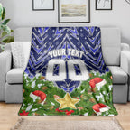 Personalised Bulldogs Rugby Christmas Blanket Santa Rugby Mascot - Pine Wreath Festive