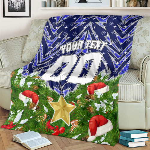 Personalised Bulldogs Rugby Christmas Blanket Santa Rugby Mascot - Pine Wreath Festive