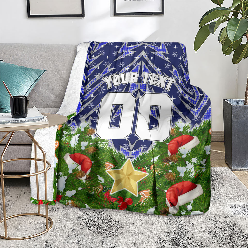 Personalised Bulldogs Rugby Christmas Blanket Santa Rugby Mascot - Pine Wreath Festive