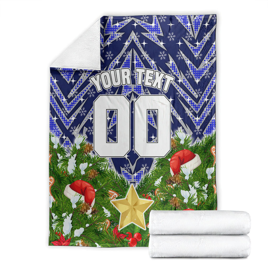 Personalised Bulldogs Rugby Christmas Blanket Santa Rugby Mascot - Pine Wreath Festive