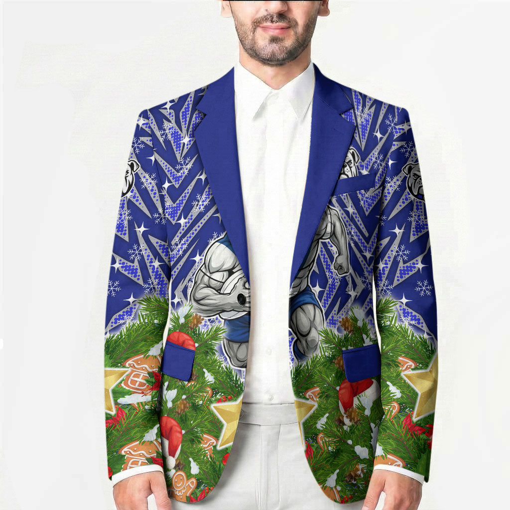 Personalised Bulldogs Rugby Christmas Blazer Santa Rugby Mascot - Pine Wreath Festive