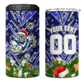 Personalised Bulldogs Rugby Christmas 4 in 1 Can Cooler Tumbler Santa Rugby Mascot - Pine Wreath Festive